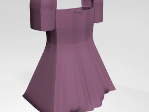 Square-neck short-sleeve mini a-line dress 01 3D Model