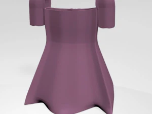 Square-neck short-sleeve mini a-line dress 01 3D Model