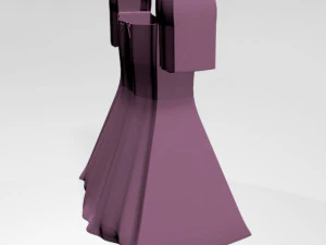 Square-neck short-sleeve mini a-line dress 01 3D Model