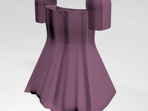 Square-neck short-sleeve mini a-line dress 01 3D Model