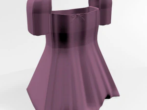 Square-neck short-sleeve mini a-line dress 01 3D Model