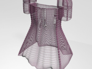 square-neck short-sleeve mini a-line dress 01 Modèle 3D