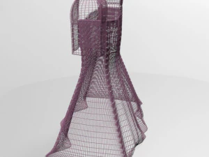 Square-neck short-sleeve mini a-line dress 01 3D Model