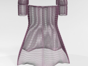 square-neck short-sleeve mini a-line dress 01 Modèle 3D