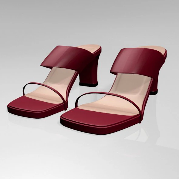 Block-heel slide sandals 01 3D Model .c4d .max .obj .3ds .fbx .stl .blend 