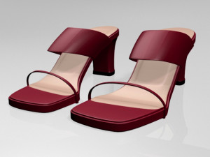 block-heel slide sandals 01 3D Model