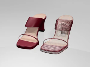 Block-heel slide sandals 01 3D Model