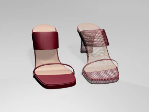 Block-heel slide sandals 01 3D Model