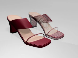Block-heel slide sandals 01 3D Model