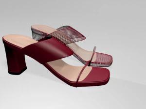 Block-heel slide sandals 01 3D Model
