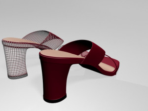 block-heel slide sandals 01 3D Model