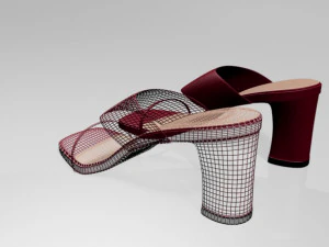 Block-heel slide sandals 01 3D Model