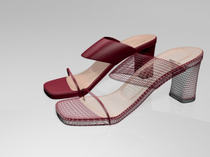 block-heel slide sandals 01 3D Model