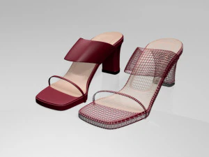 Block-heel slide sandals 01 3D Model