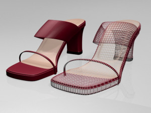block-heel slide sandals 01 3D Model
