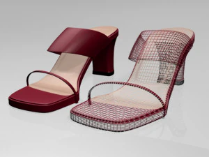 Block-heel slide sandals 01 3D Model