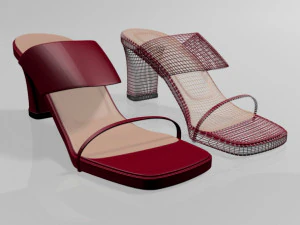 Block-heel slide sandals 01 3D Model