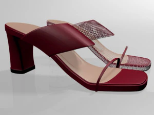 Block-heel slide sandals 01 3D Model