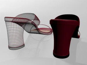 Block-heel slide sandals 01 3D Model