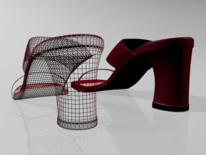 Block-heel slide sandals 01 3D Model