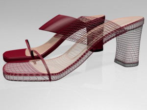 block-heel slide sandals 01 3D Model