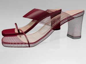 Block-heel slide sandals 01 3D Model