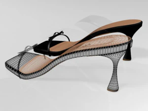 Clear strap square-toe spool-heel sandals 01 3D Model