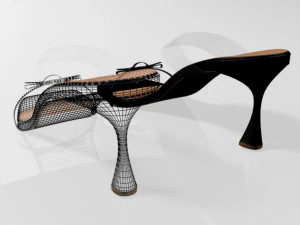 Clear strap square-toe spool-heel sandals 01 3D Model
