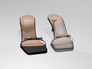 Clear strap square-toe spool-heel sandals 01 3D Model
