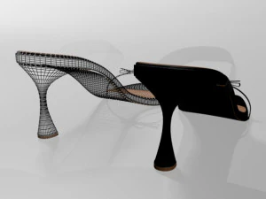 Clear strap square-toe spool-heel sandals 01 3D Model