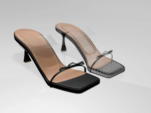 Clear strap square-toe spool-heel sandals 01 3D Model