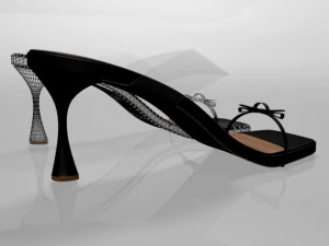 Clear strap square-toe spool-heel sandals 01 3D Model