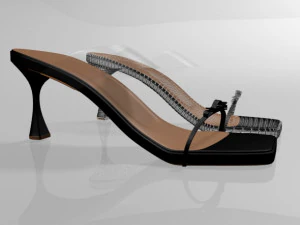 Clear strap square-toe spool-heel sandals 01 3D Model