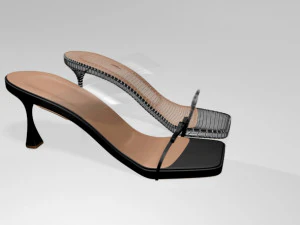 Clear strap square-toe spool-heel sandals 01 3D Model