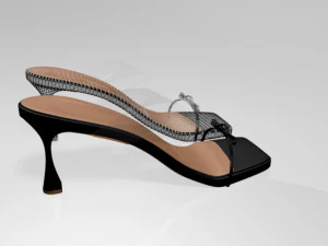 Clear strap square-toe spool-heel sandals 01 3D Model