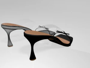 Clear strap square-toe spool-heel sandals 01 3D Model