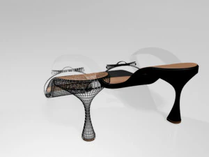 Clear strap square-toe spool-heel sandals 01 3D Model