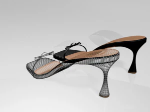 Clear strap square-toe spool-heel sandals 01 3D Model