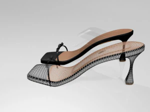 Clear strap square-toe spool-heel sandals 01 3D Model