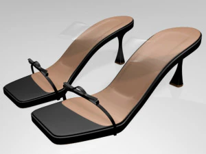 Sandal tumit spul ujung persegi dengan tali bening 01 Model 3D