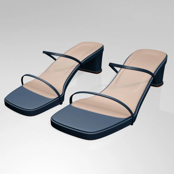 Low-heel square-toe sandals 01 3D Model .c4d .max .obj .3ds .fbx .stl .blend 