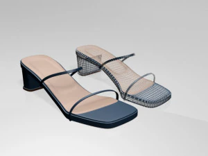 Low-heel square-toe sandals 01 3D Model