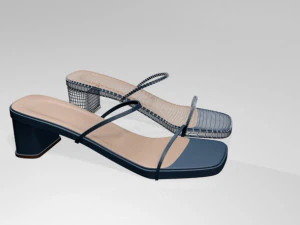 Low-heel square-toe sandals 01 3D Model