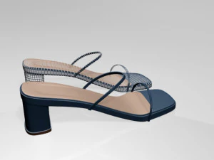 Low-heel square-toe sandals 01 3D Model