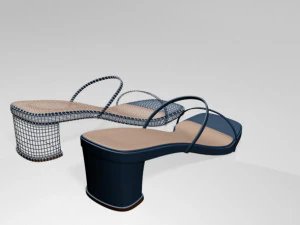 Low-heel square-toe sandals 01 3D Model