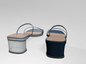 Low-heel square-toe sandals 01 3D Model
