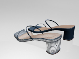 low-heel square-toe sandals 01 Modelo 3D