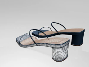 Low-heel square-toe sandals 01 3D Model