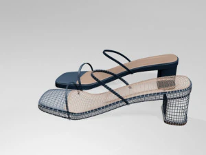 Low-heel square-toe sandals 01 3D Model
