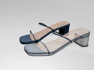 Low-heel square-toe sandals 01 3D Model